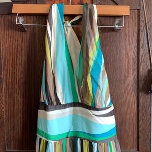 Ocean hued stripe silk maxi dress